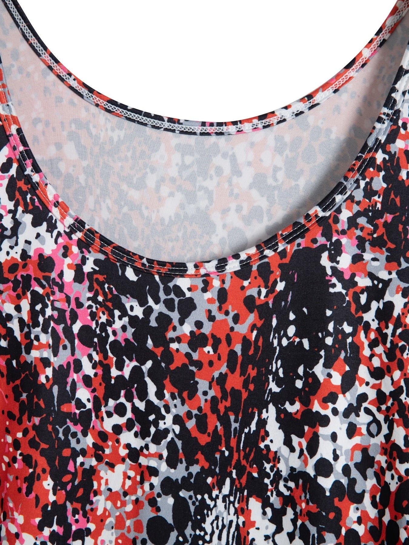 Tie Dye & Leopard Print Round Neck Tank Sleep Dress