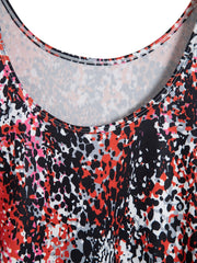 Tie Dye & Leopard Print Round Neck Tank Sleep Dress