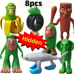 8pcs Italian Brainrot Plastic Toy Figures Desktop Ornaments
