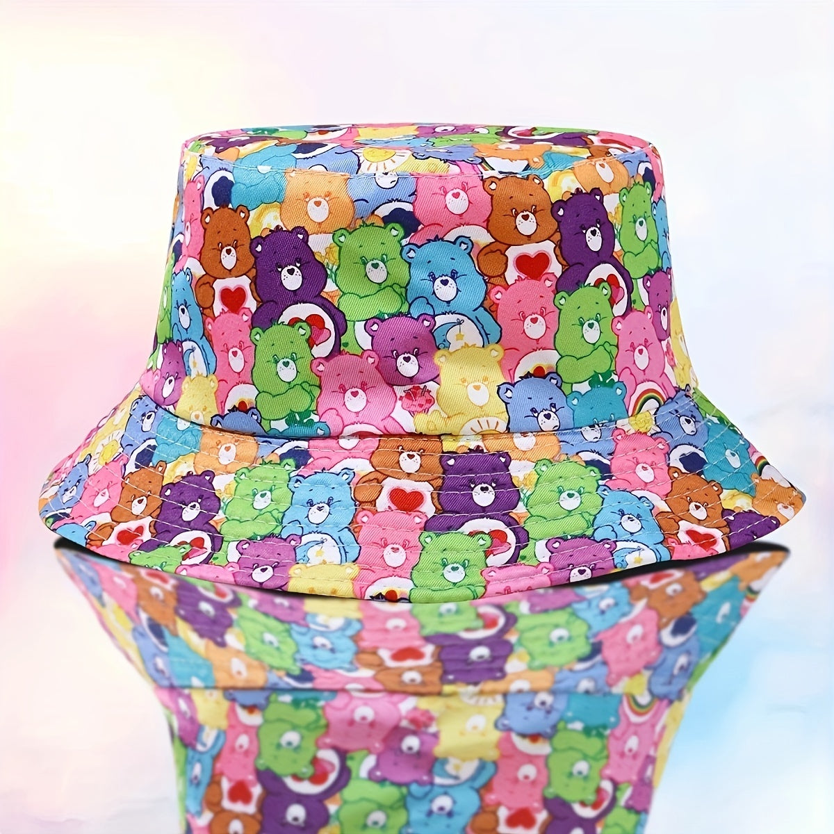 1pc Bear Bucket Hat Double sided Wearable Sunshade Sunscreen