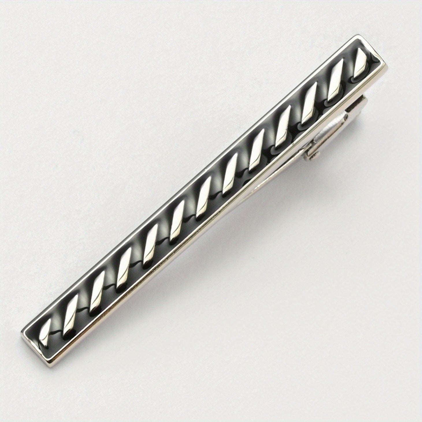 Copper Metal Striped Men's Tie Clip