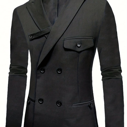 Men's Double Breasted Blazer Solid Lapel Suit Jacket