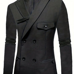 Men's Double Breasted Blazer Solid Lapel Suit Jacket