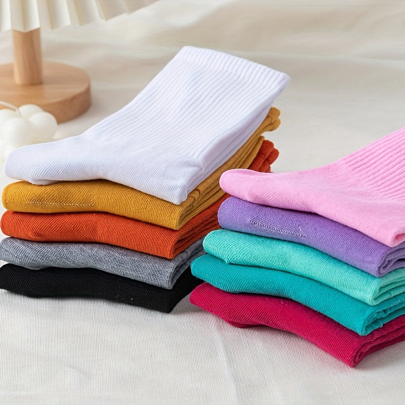 10 Pairs Girls Plain Crew Socks for Kids