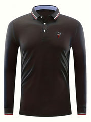 Skull Print Men's Lightweight Long Sleeve Polo
