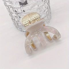 Acetate Hair Claw Curved Alloy Hair Clip Pearlescent Faux Pearl Shark Claw