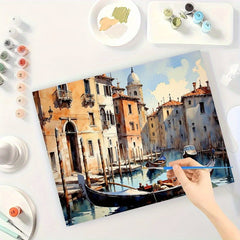 City Cruise Art Paint by Numbers Kit - DIY Venetian Canal Painting on Canvas