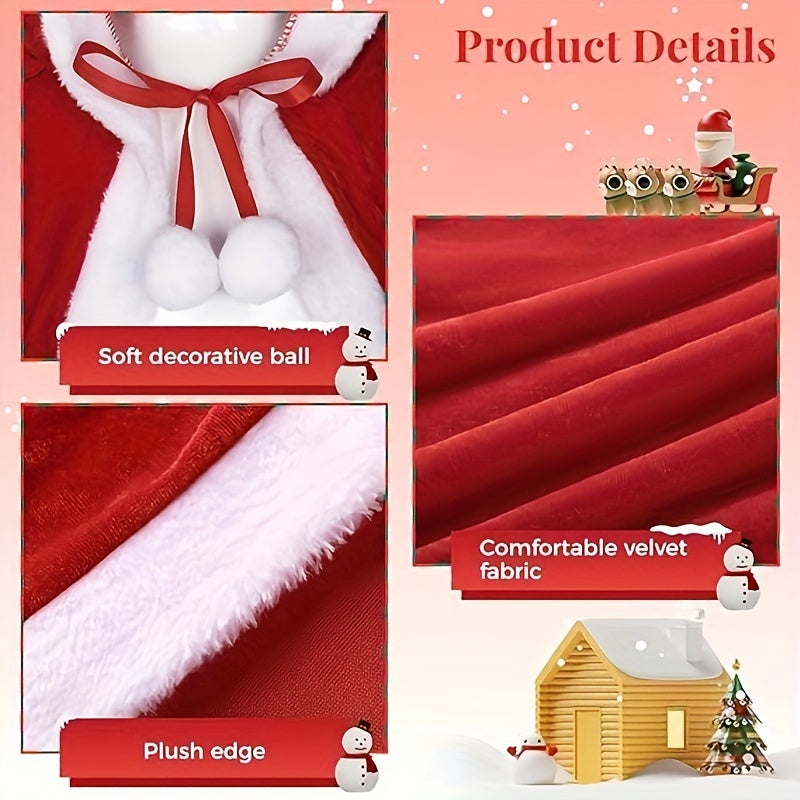 Christmas Santa Claus Hooded Cloak Mrs Santa Claus Velvet Hooded Cape Costume