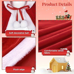 Christmas Santa Claus Hooded Cloak Mrs Santa Claus Velvet Hooded Cape Costume