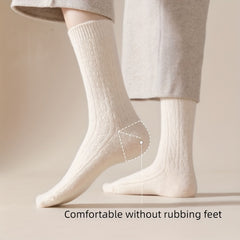 7 Pairs Solid Mid Tube Socks Women's Stockings