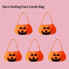 5pcs Halloween Pumpkin Bags Three-dimensional Non-woven Fabric Props