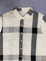 Plaid Print Long Sleeve Button Up Shirt Top