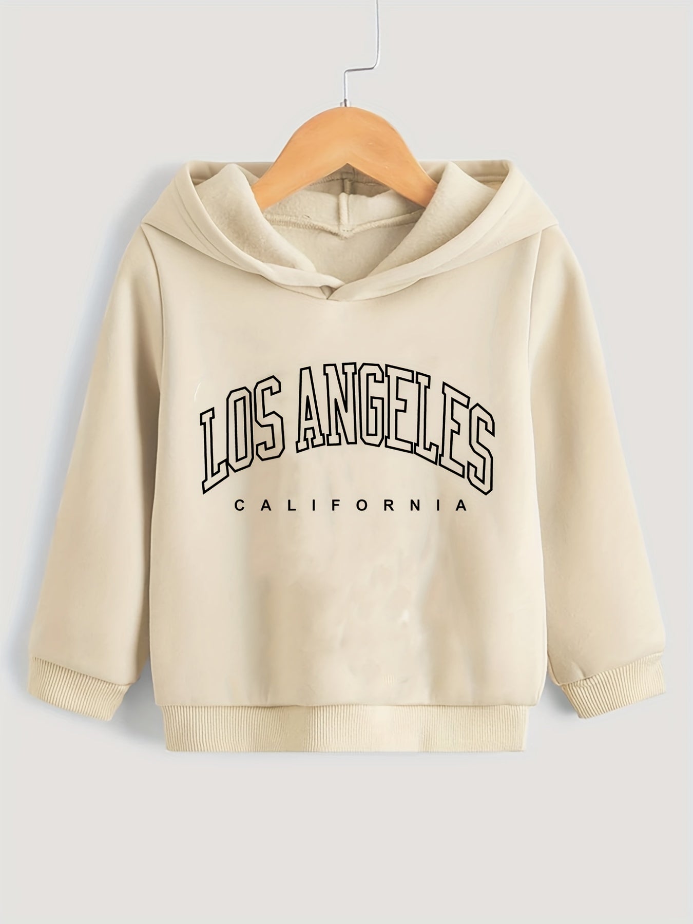 LOS ANGELES Letter Print Boys Hooded Sweatshirt for Kids