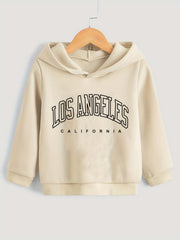 LOS ANGELES Letter Print Boys Hooded Sweatshirt for Kids