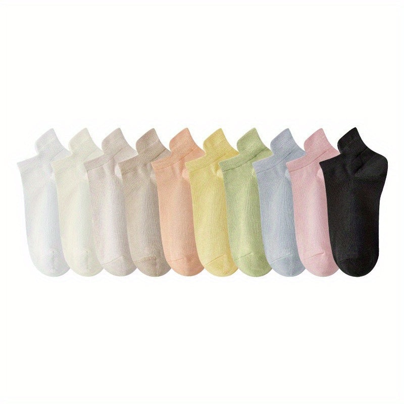 10 Pairs Lightweight Women's Ankle Socks & All-match Stockings