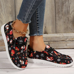 Christmas Pattern Casual Walking Shoes Lightweight Low Top Sport Flat Shoes