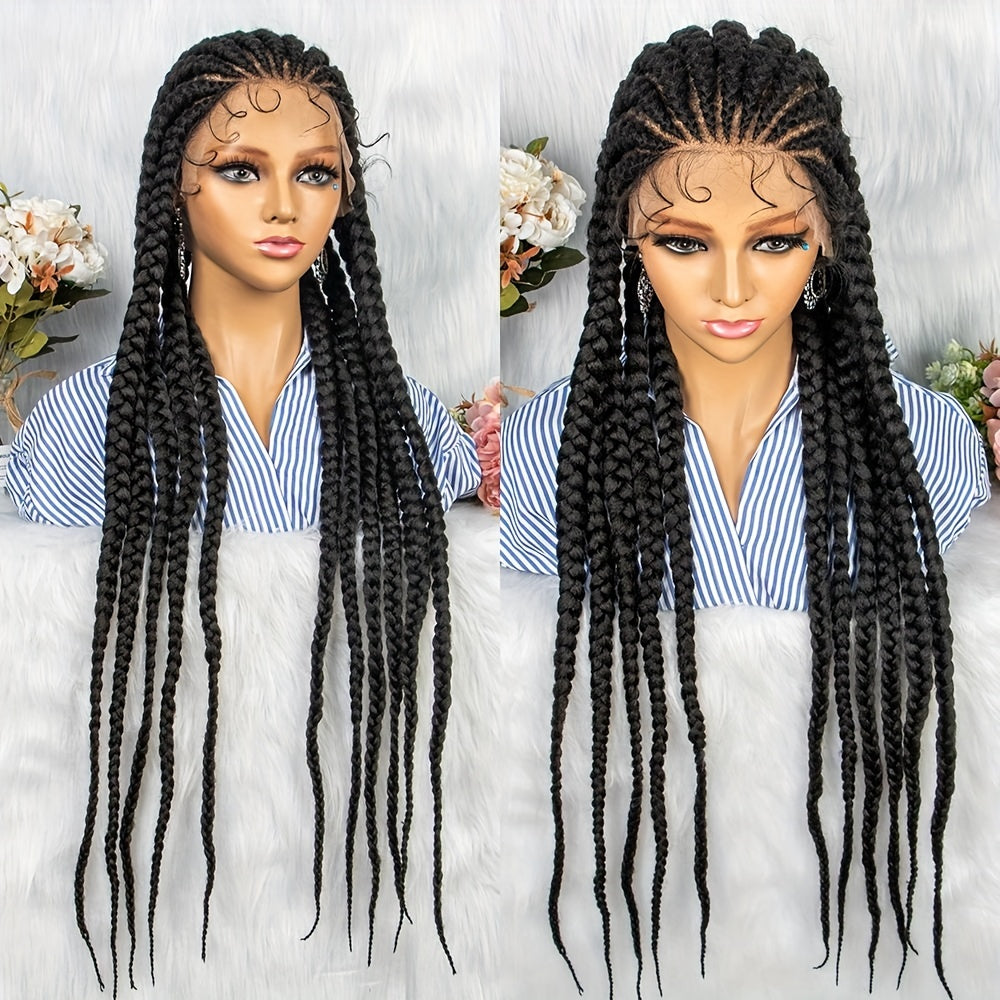 Full Lace Braided Wigs for Women Jumbo Box Braids Lace Front Wig with Baby Hair
