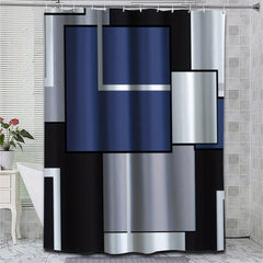 Abstract Plaid Shower Curtain Waterproof Fabric Bathroom Decor