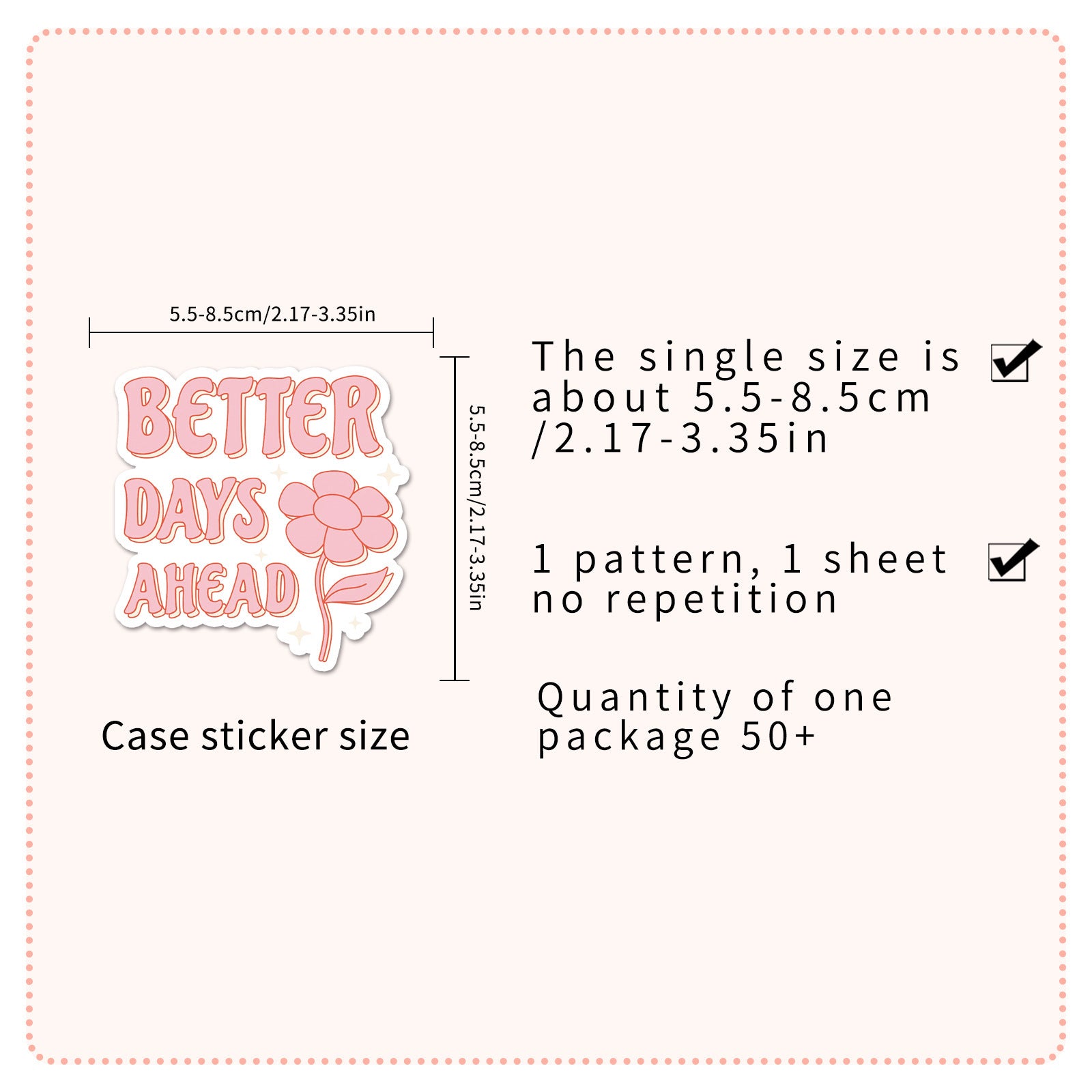 50 Pink Vinyl Stickers Cartoon Motivational Quotes Reusable Self Adhesive