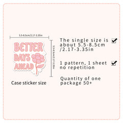50 Pink Vinyl Stickers Cartoon Motivational Quotes Reusable Self Adhesive