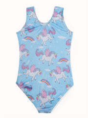 Girls Unicorn & Rainbow Gymnastics Jumpsuit Dance Suit