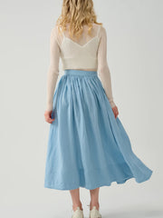 Women's Plus Solid High Rise A line Midi Skirt