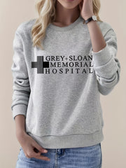Letter Print Crew Neck Sweatshirt for Women
