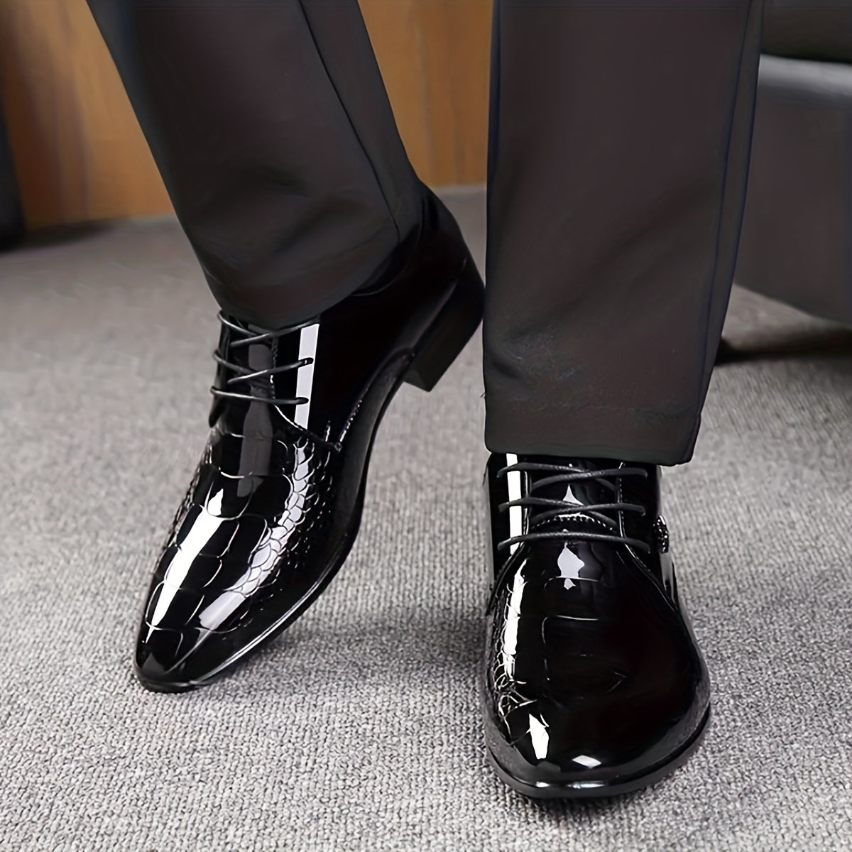 Men's Pointed Toe Derby Shoes Wear resistant Non Slip Dress Shoes