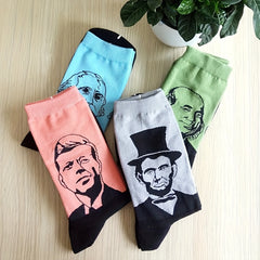 Men's Illustration Pattern Crew Socks 2 Pairs