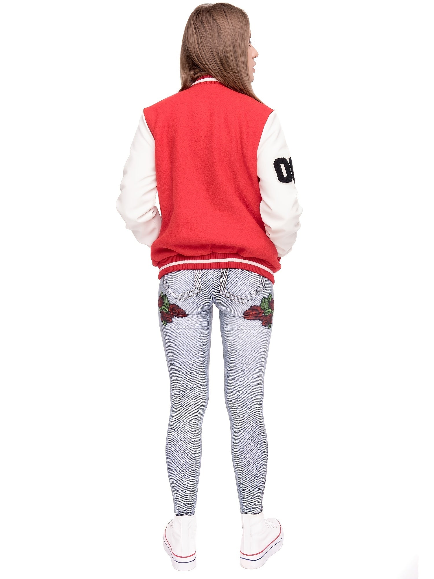 Red Roses Print High Waist Yoga Leggings