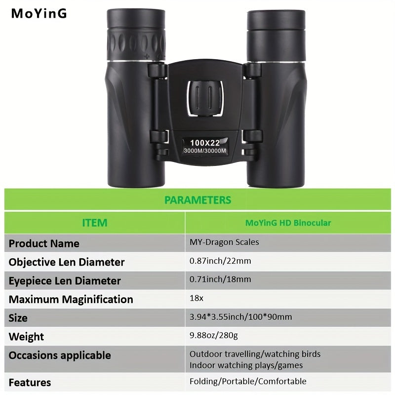 Portable 100x22 Binoculars for Bird Watching Camping Concert
