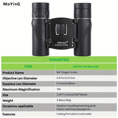 Portable 100x22 Binoculars for Bird Watching Camping Concert