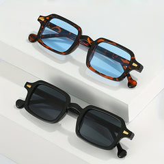 Square Sunglasses Retro Rivet Decor Anti Glare Glasses UV400
