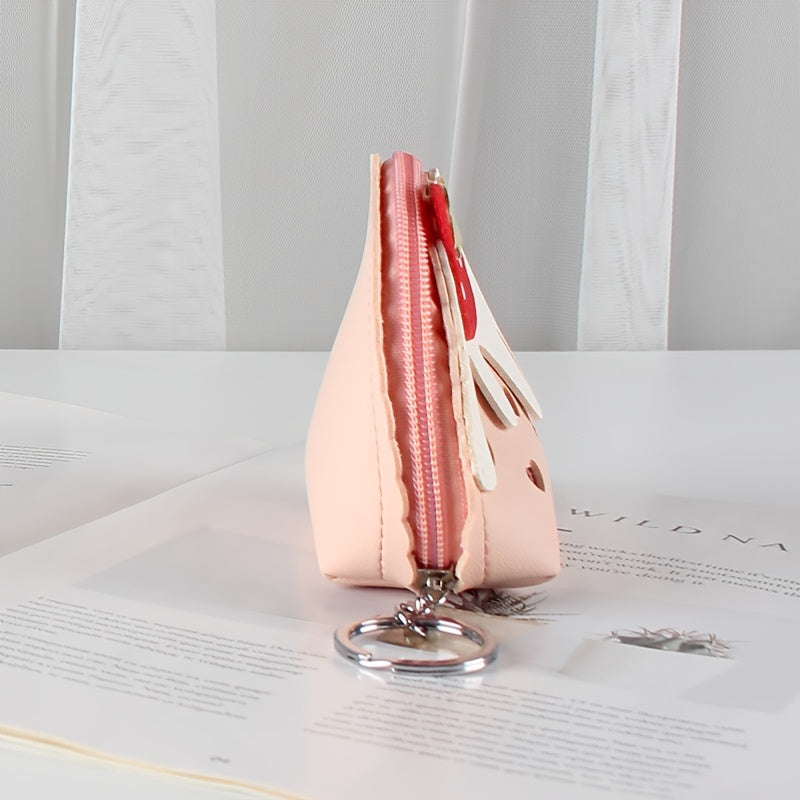 Girls Strawberry Cake Coin Purse Mini Wallet with Keychain