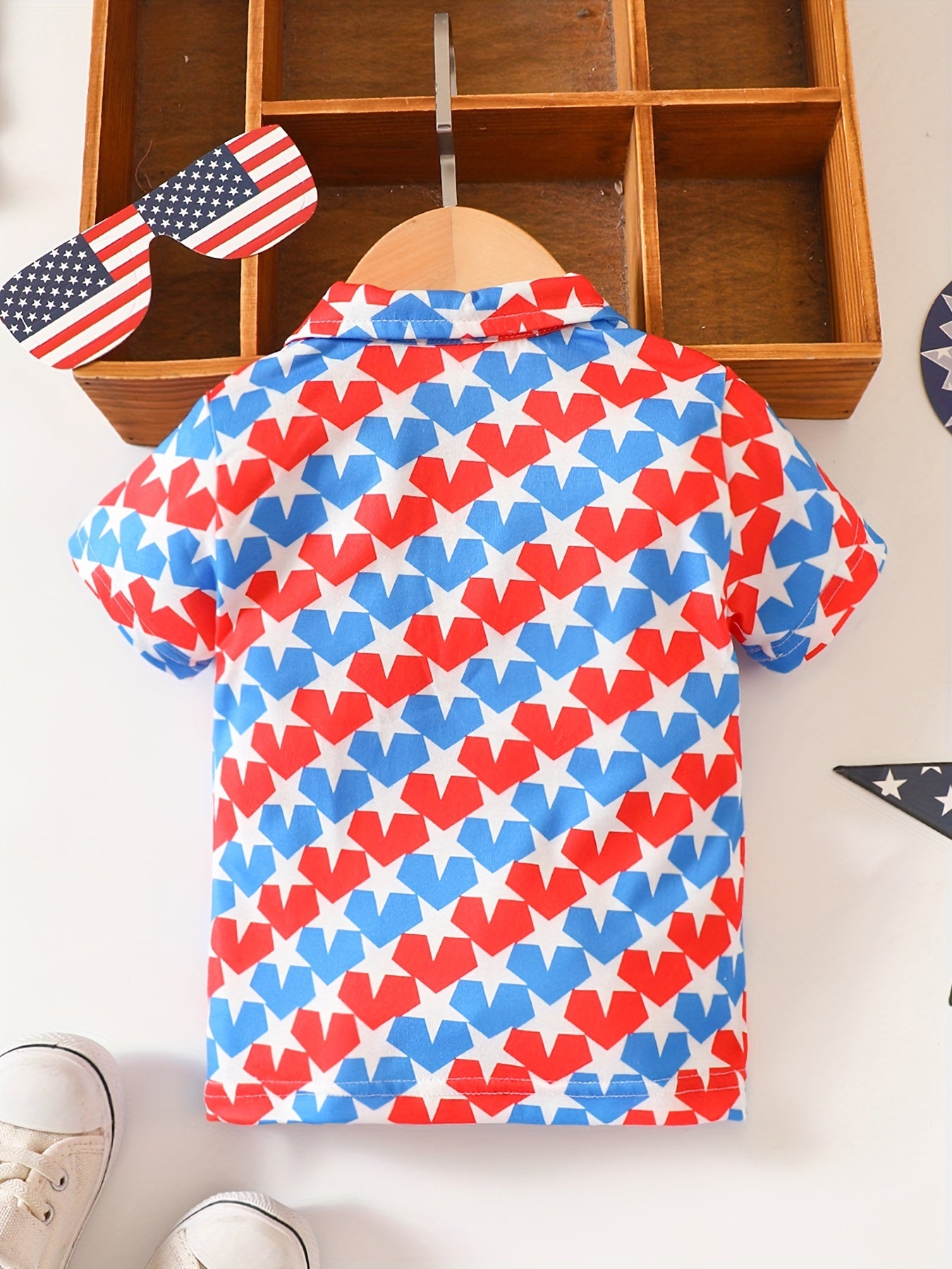 Star Print Block Polo Shirt for Baby Boys