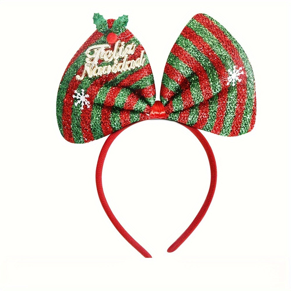 Christmas Bow Headband Rainbow Snowflake Party Decoration