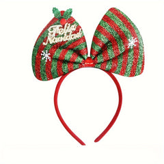 Christmas Bow Headband Rainbow Snowflake Party Decoration