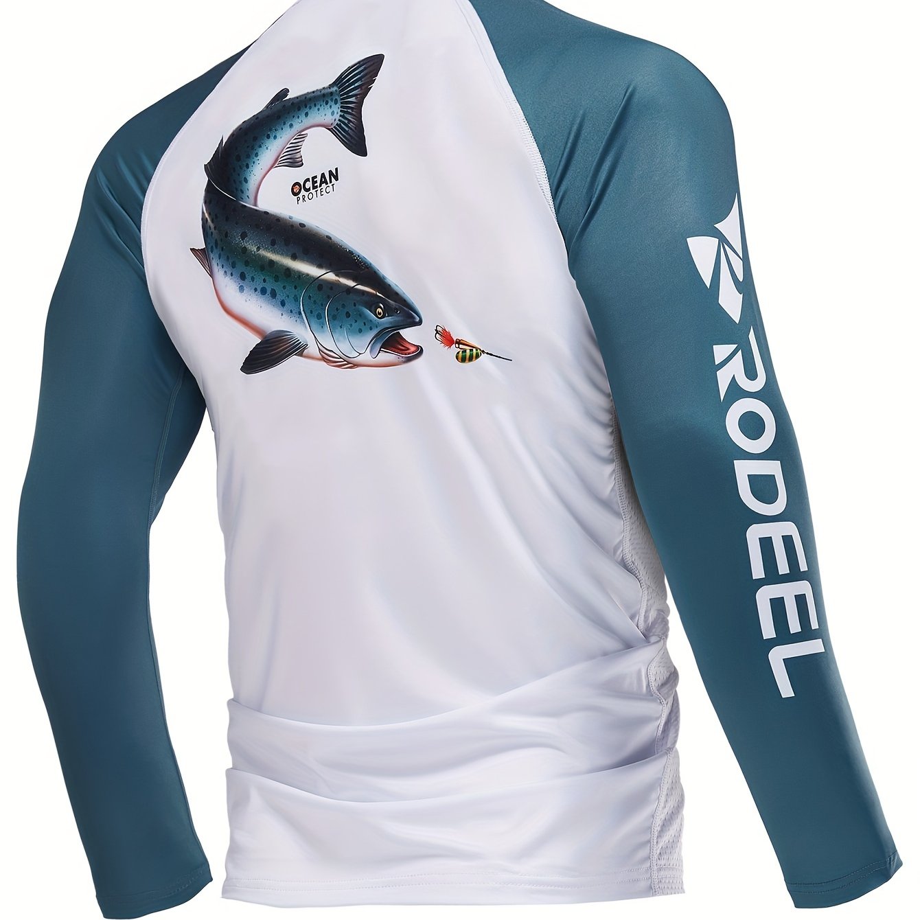 Men's Fish Pattern UPF 50 Sun Protection Hoodie Long Sleeve