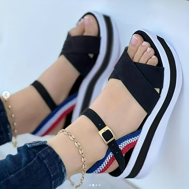 Women's Cross Strap Platform Sandals Casual Summer Shoes