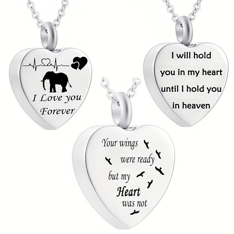 Stainless Steel Heart Shaped Pet Memorial Necklace