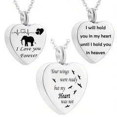 Stainless Steel Heart Shaped Pet Memorial Necklace
