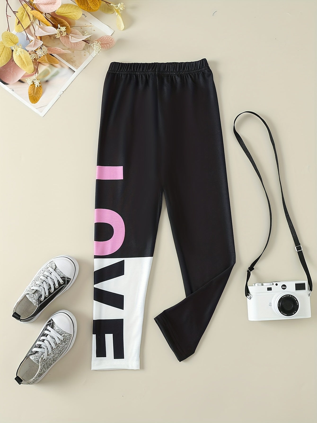 Girls Printed Sports Leggings High Waist Yoga Pants
