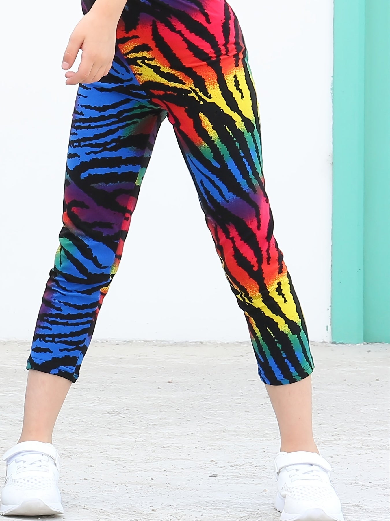 Kids Rainbow Tie Dye Leggings High Stretch Soft Pants