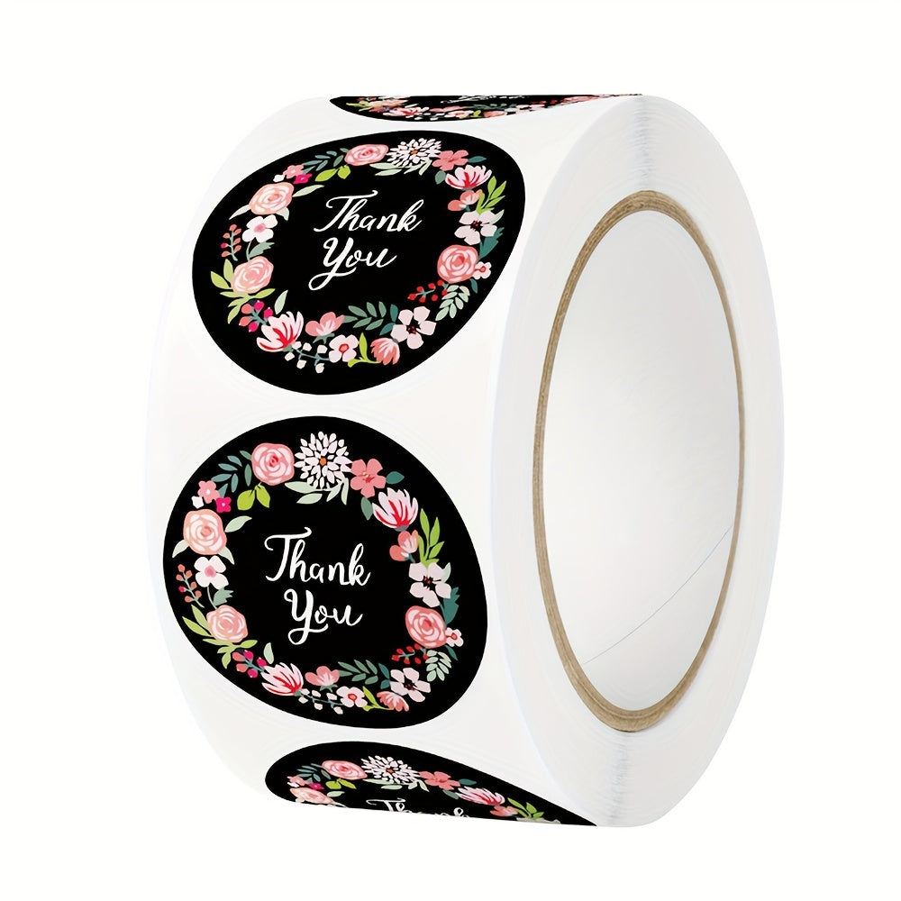 500pcs Floral Thank You Seal Sticker Gift Envelope Decoration Self Adhesive