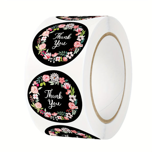 500pcs Floral Thank You Seal Sticker Gift Envelope Decoration Self Adhesive