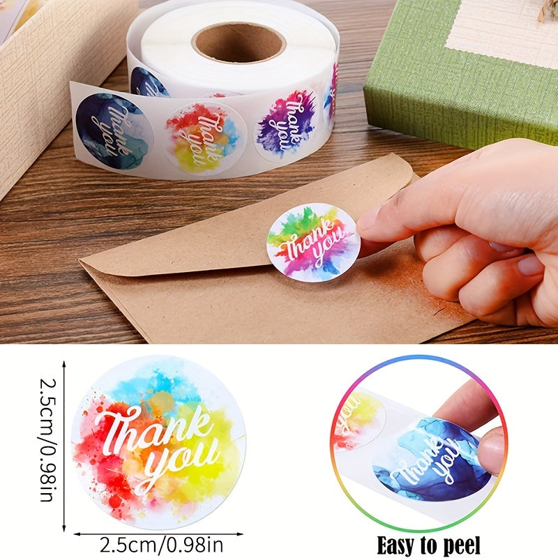 500pc Colorful Smudged Thank You Stickers 2 Styles Sealing Gift Label Decoration