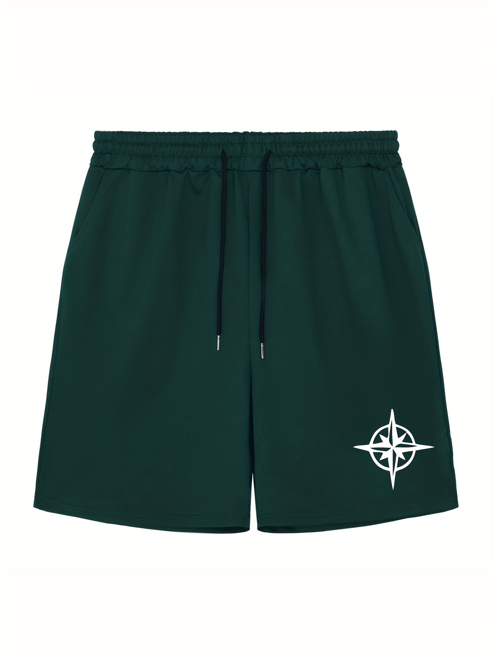 Men's Star Print Workout Shorts Active Stretch Breathable Drawstring