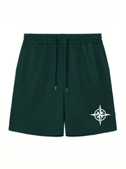 Men's Star Print Workout Shorts Active Stretch Breathable Drawstring