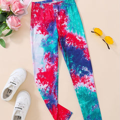 Girls Tie Dye Athletic Workout Leggings High Waist Yoga Pants