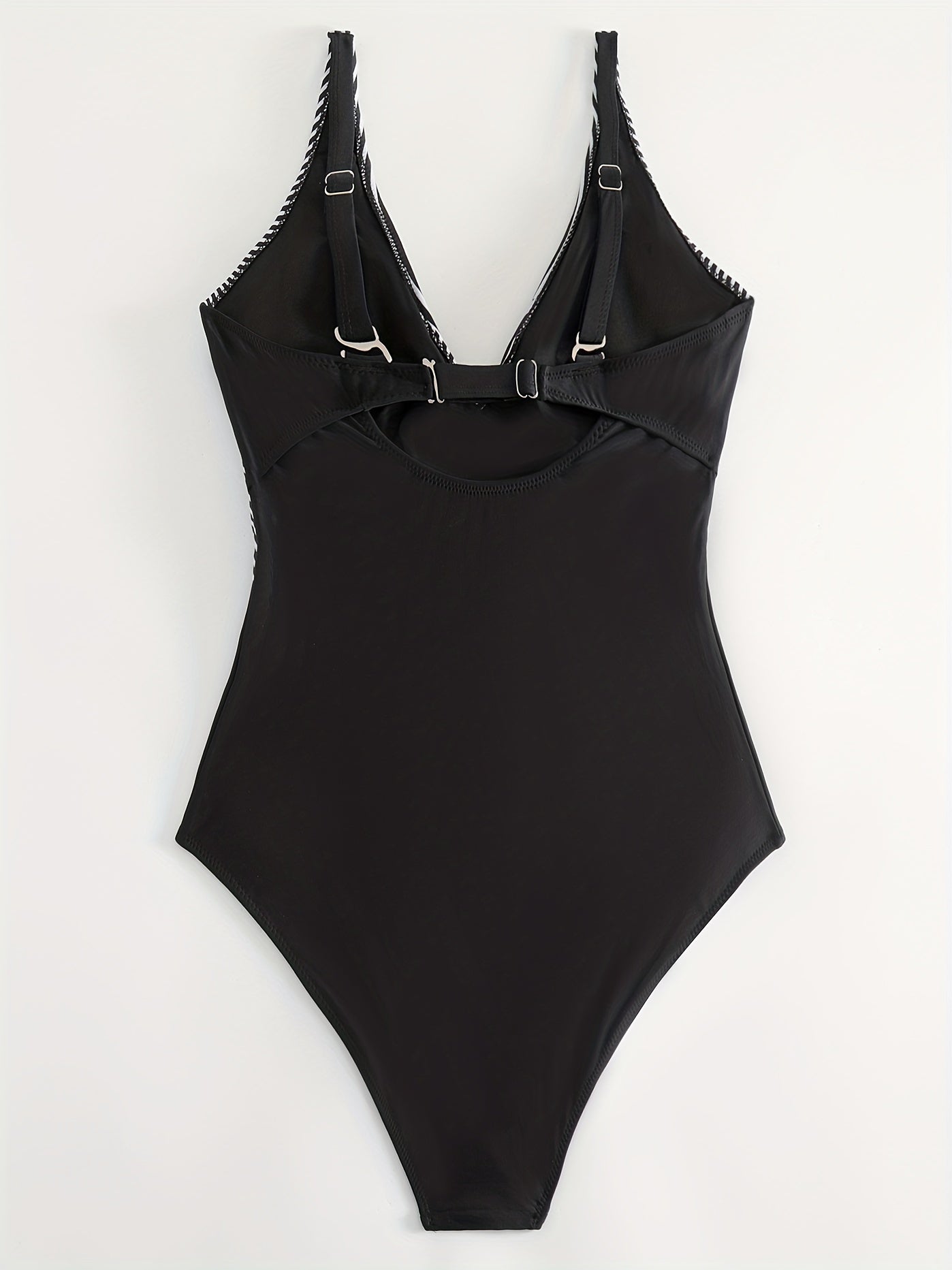 Colorblock Stripe Print Twist Front One Piece Ruched Tank Swimsuit